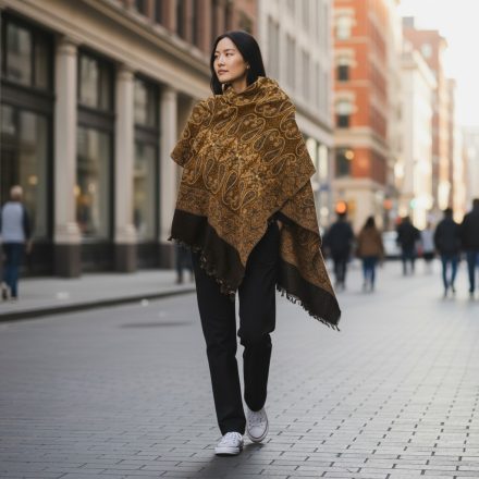 Elegantní šála zlatá černá 215x105 tenká dámská šála