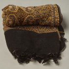 Elegantní šála zlatá černá 215x105 tenká dámská šála