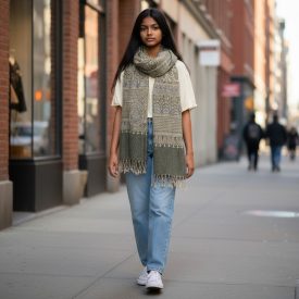   Dámský šátek stola šedý 215x105 elegantní dámský šátek